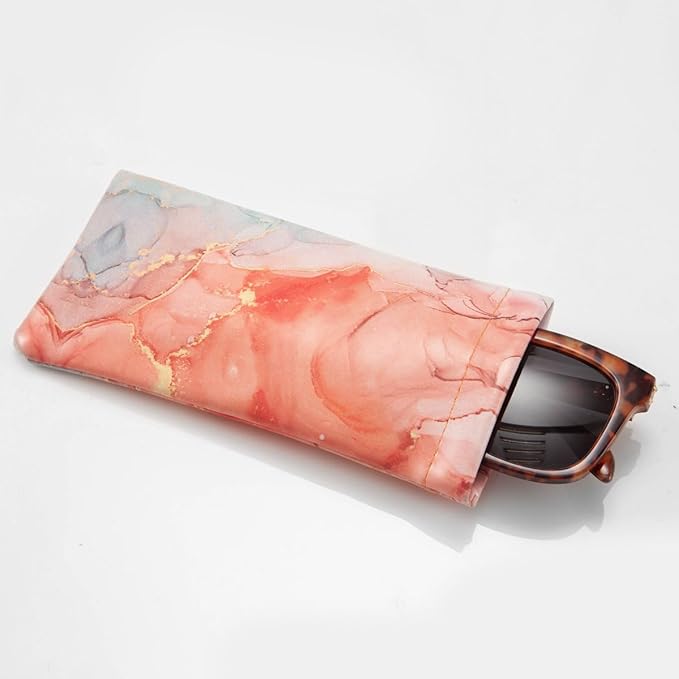 TRIUMPH VISION Squeeze Leather Sunglasses Pouch - 3 Pack Glasses Case Soft Eyeglass Sleeve Pouch Holder