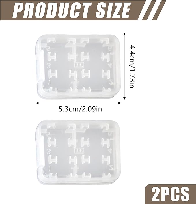 2 Pack SD Card Storage Case – 8-in-1 Hard Plastic Holder for Micro SD/SDHC/TF/MS Cards – Compact, Reusable Memory Card Organizer (Cards Not Included)
