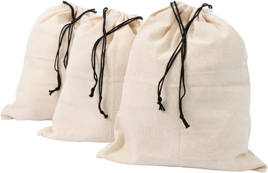 Organic Cotton Shoes Storage Bags - Convenient Shoe Bags for Travel & Storage - Dust Proof Sneaker Bags - Easy to Pack, Convenient to Carry & Foldable Shoes Drawstring Bags (3 Large: 23"x19")