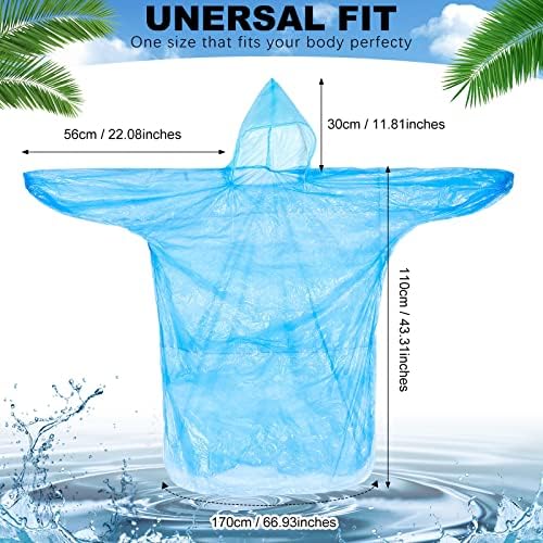 Handepo 100 Pack of Adult Rain Ponchos with Hood Disposable Plastic Rain Ponchos Bulk Emergency Raincoat for Men Women Adult