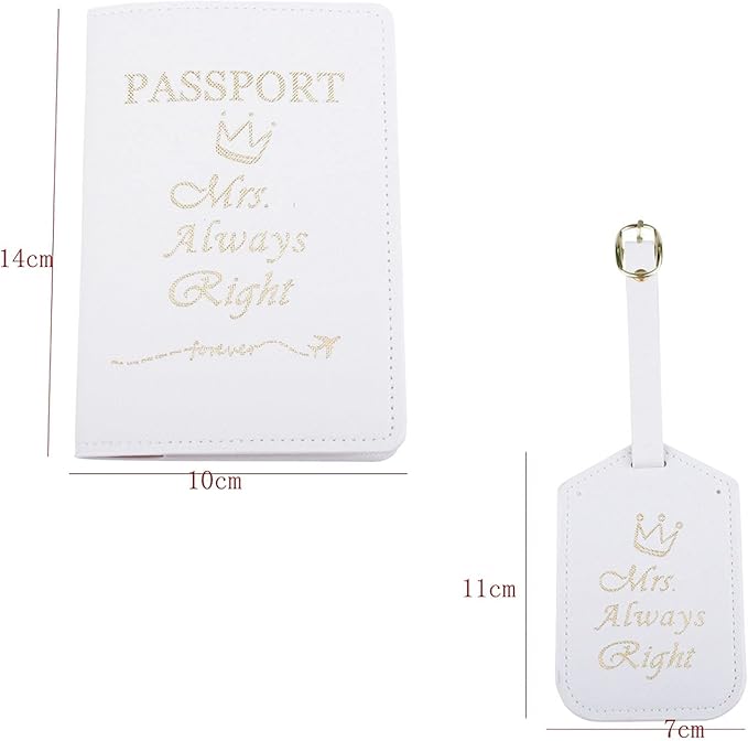 passport holder mrs and mr, Passport Wallets Travel Holder Set,Honeymoon gift, Wedding Bridal Shower Gift,Travel Luggage Tags Passport Cover (Mr. Right and Mrs. Always Right)