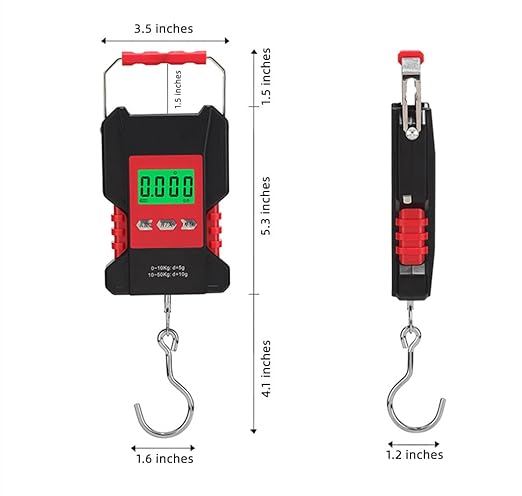 Klau Portable Rechargeable 50 kg / 100 lb Heavy Duty Waterproof Fish Scale Digital Hanging Scale Luggage Scale with Measuring Tape for Home Farm Hunting Outdoor