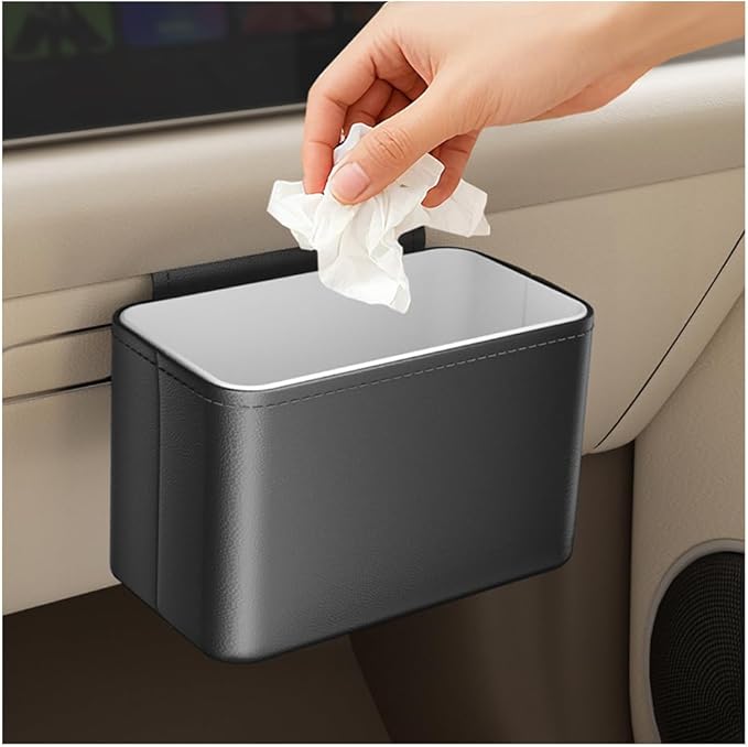 Removable Car Trash Can,Leak-Proof Cars Trash Bin with Rear Clamp Design for Car Storage Compartments,Large Capacity 2-in-1 Cars Garbage Can as Storage for Phones and Beverages
