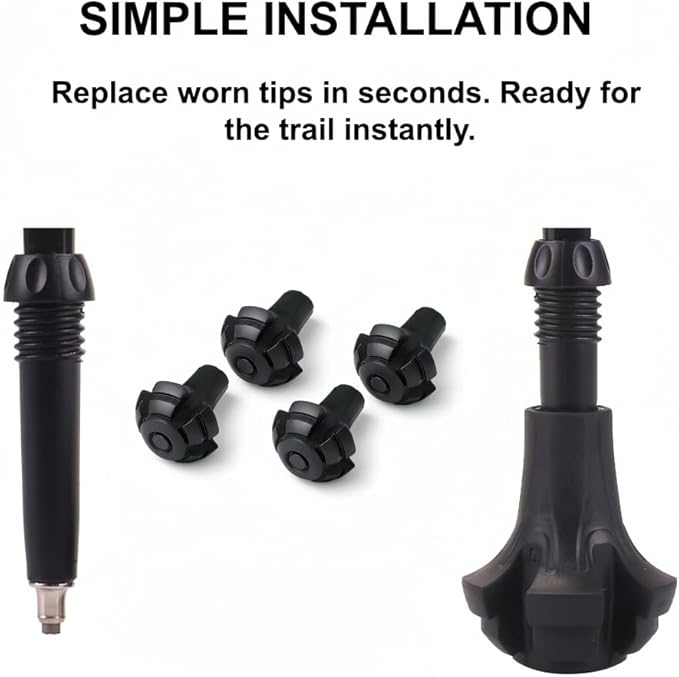 Walking Stick Tips Rubber 4pcs Trekking Pole Tips Replacement- Rubber Feet for Hiking Poles, Walking Sticks, Trekking Poles | Rubber Tip for Walking Sticks Hiking Trekking Poles Boot Tips Rubber Feet