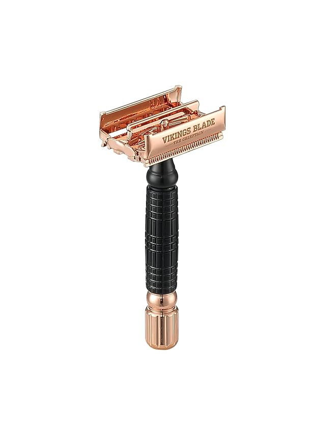 VIKINGS BLADE Double Edge Safety Razor for Men + 5 Swedish Steel Blades + Luxury Case. Smooth, Reusable, Eco-Friendly (Chieftain “Odin”)