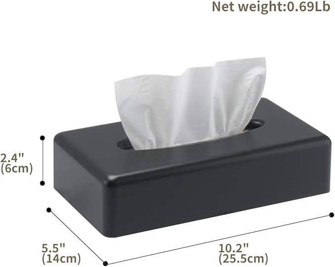 Y-in Hand Tissue Box Cover, Rectangular Black Wall Mounted Facial Paper Holder Dispenser, Prefert for Storage on Bathroom Vanity, Kitchen, Night Stand, Countertops Office and Car.