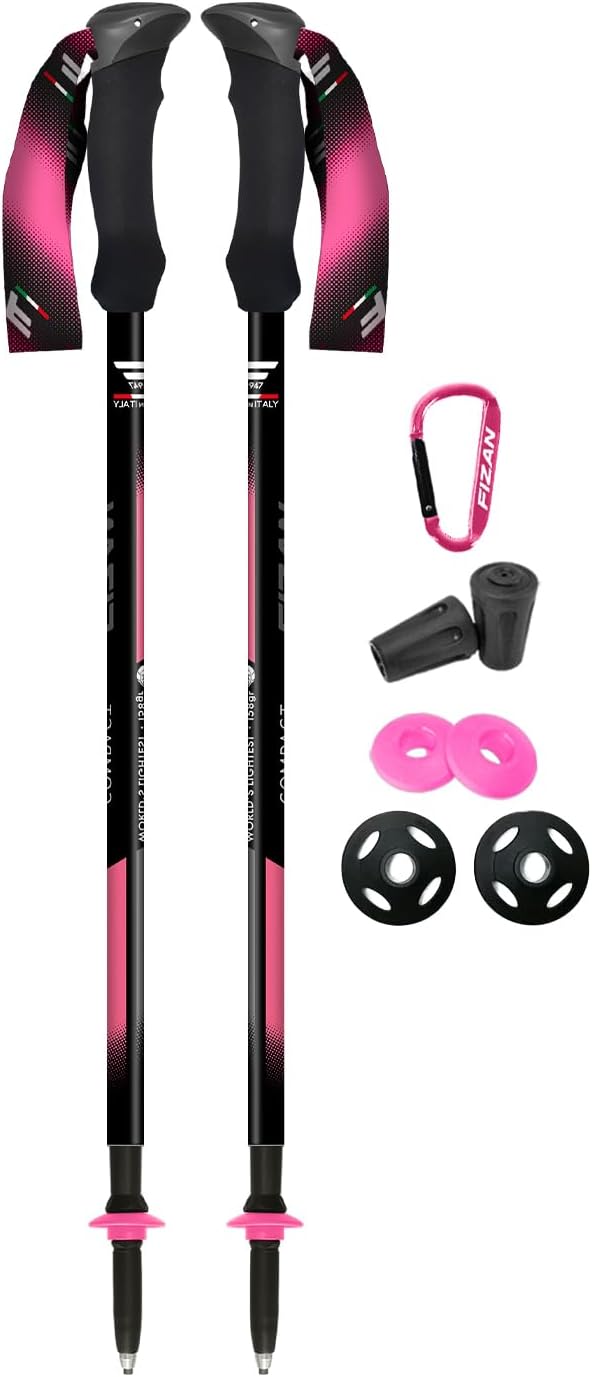 Fizan Compact 3 Trekking Poles – 5.6 oz Ultralight, Backpacking, Thru Hiking Poles, Adjustable, Collapsible, Customized Fit, EVA Grips, Aluminum Walking Sticks (Compact 3)