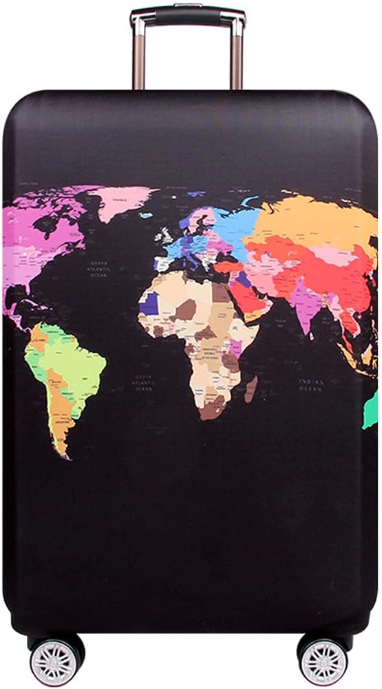 MosaiRudo Thicker Luggage Cover Elastic Suitcase Cover Protector Fits 18-32 Inch Suitcase Travel Accessories (World Map, 22inch)