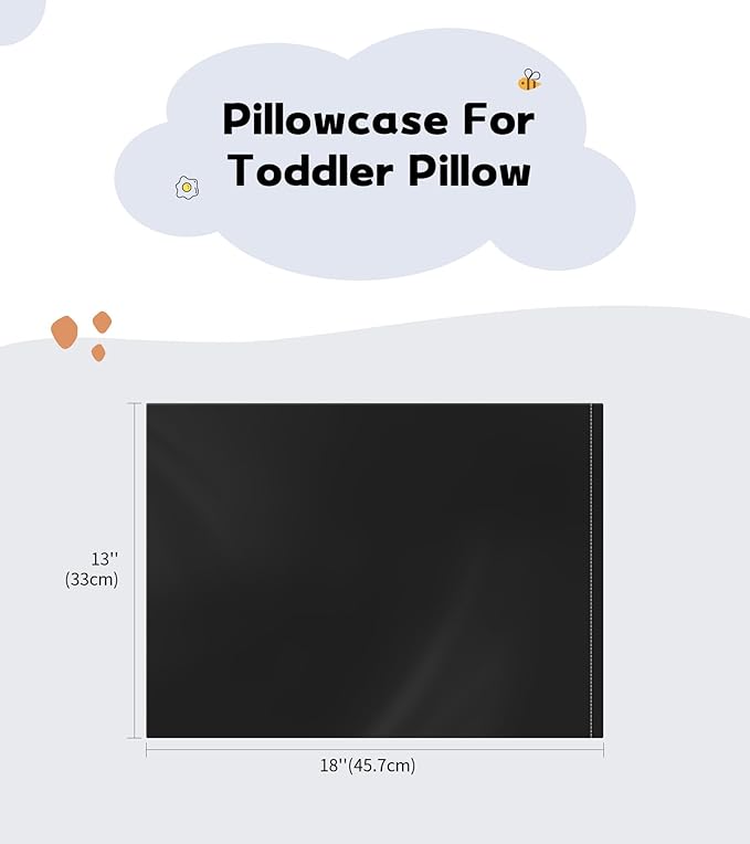 Deep Dream Toddler Pillowcases for 13x18 Pillow 2 Pack, 100% Cotton Travel Pillow Case Cover, 600 Thread Count Cotton Pillow Covers, Soft & Breathable Small Pillow Cases Envelope Closure, Black