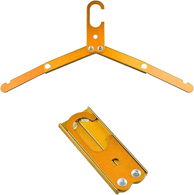 Aluminum Foldable Portable Hangers, Ultra - Light Non - Slip for Business Trips, Road Trips & Outdoor Camping(Gold)