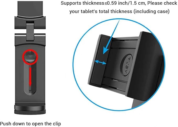 Airplane Tablet Holder Mount, Travel Essential Handsfree Tablet Stand with 360 Degree Rotation, Maximum 7.6” Clamp Opening, Compatible with iPad/Galaxy Tabs (Only Fits 7–11" Tablets)