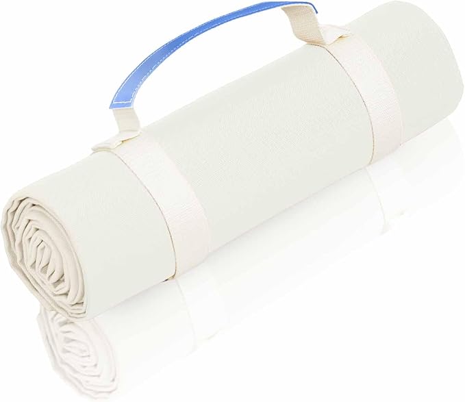 White Picnic Blanket & Beach Mat – Canvas, Machine Washable, Large 4’9” × 6’3”