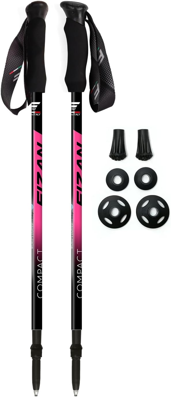 Fizan Compact 3 Trekking Poles – 5.6 oz Ultralight, Backpacking, Thru Hiking Poles, Adjustable, Collapsible, Customized Fit, EVA Grips, Aluminum Walking Sticks (Compact 3)