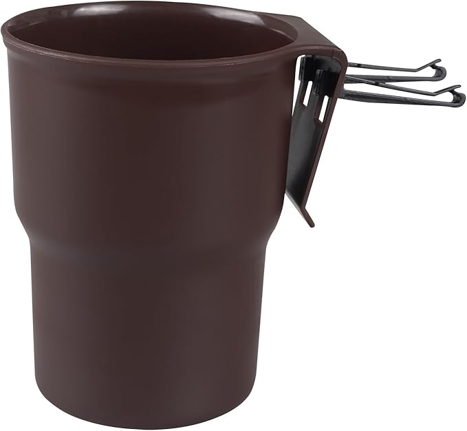 MiOYOOW Car Cup Holder Hook, Wear-Resistant Auto Drink Holder 3.54'' Caliber Window Door Cup Holder with Ventilation Clip for Coffee Water Bottles Key Coin Brown