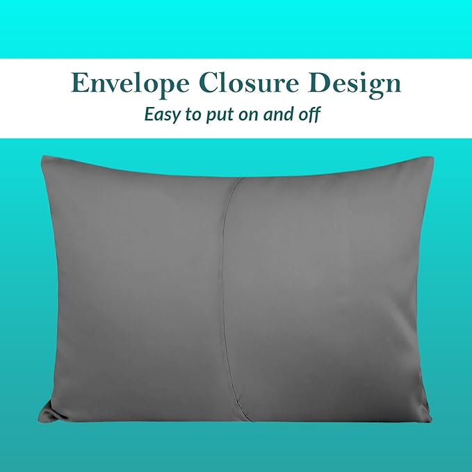 Travel Pillow Case 12x16 Size Set of 2 Envelope Closure Toddler Pillowcase 600 Thread Count 100% Egyptian Cotton Soft & Skin Friendly Travel Pillow Covers 12 x 16, Dark Grey Solid