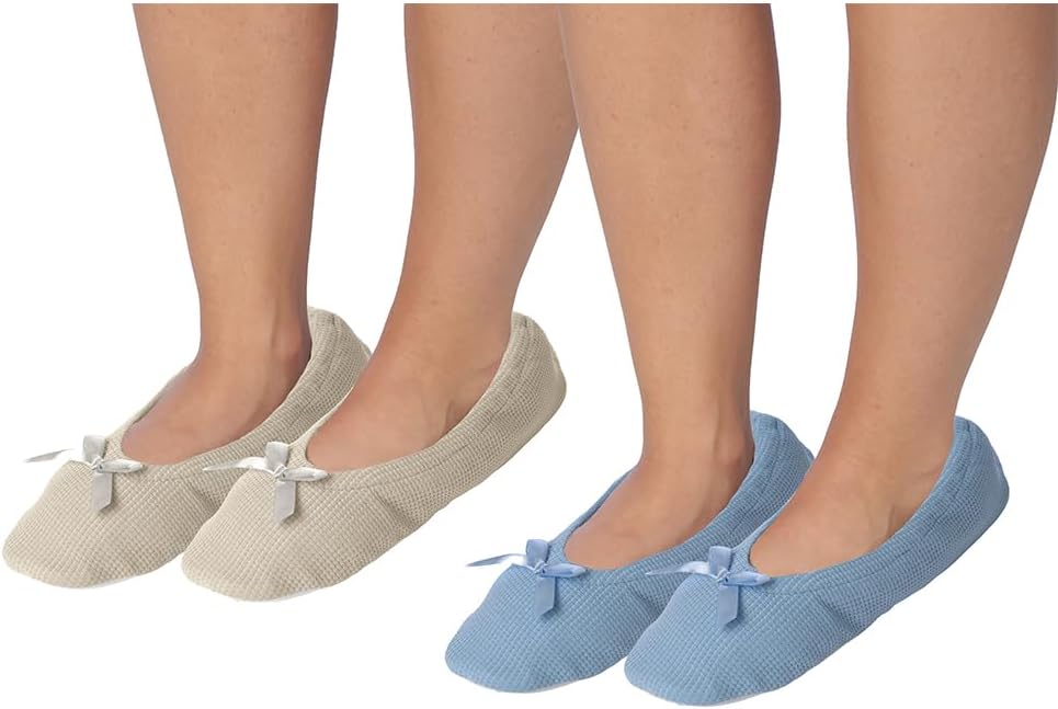 Women's Terry Classic Cotton & Velour Ballerina Slippers (Pack of 2)