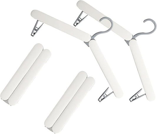 4 Pack Travel Hangers,Foldable Hangers,with Hidden Clips,Lightweight and Portable,Space Saving,Suitable for Skirts, Pants,Suits, Jackets, etc (White)