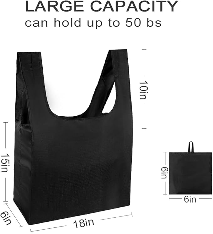 HOLYLUCK Reusable Grocery Bags,Heavy Duty Foldable Shopping Tote Bag (Extra Large, 3 Large Black)