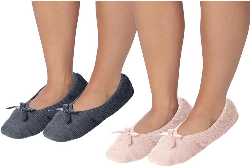Women's Terry Classic Cotton & Velour Ballerina Slippers (Pack of 2)