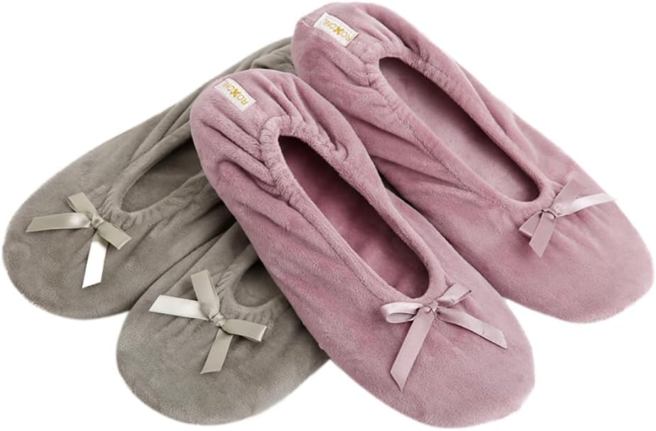 Women's Terry Classic Cotton & Velour Ballerina Slippers (Pack of 2)