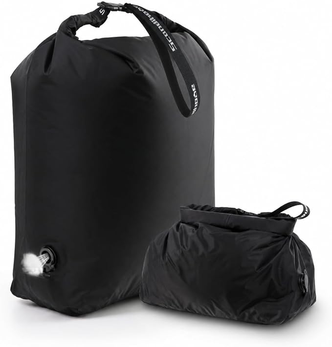 Travel Laundry Bag, Pump Free Vacuum Compression Dirty Clothes Bag Reusable Wet Dry Bags Large Capacity Space Saver Bags Camp Washable Clothes Organizer for Sports Dorm Laundromat (1 Pcs) (Black, L)