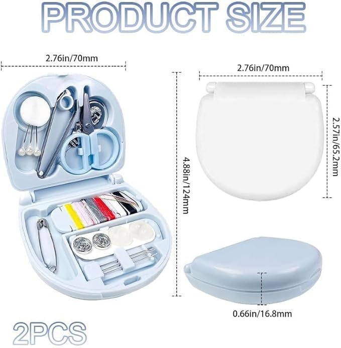 ZYMJBB 2 Mini Travel Sewing Kit Box Kit,Portable DIY Supplies Emergency Repair with Threads,Needles Scissors for Travel Home Use Beginner Friendly