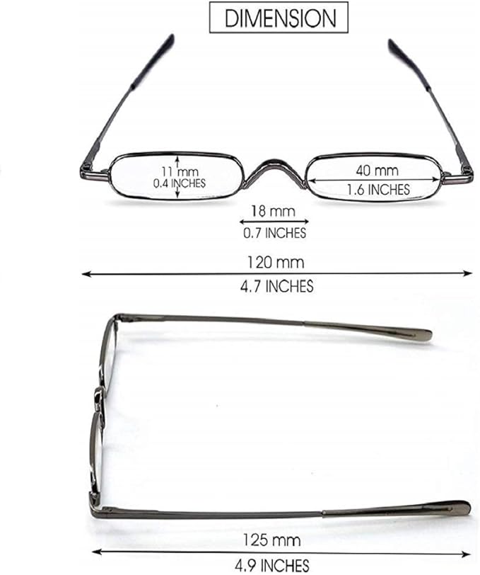 Viseng Slim Mini Metal Reading Glasses Compact Lightweight Portable Readers with Glasses Case for Reading Case,Gold+Purple+Red+1.25
