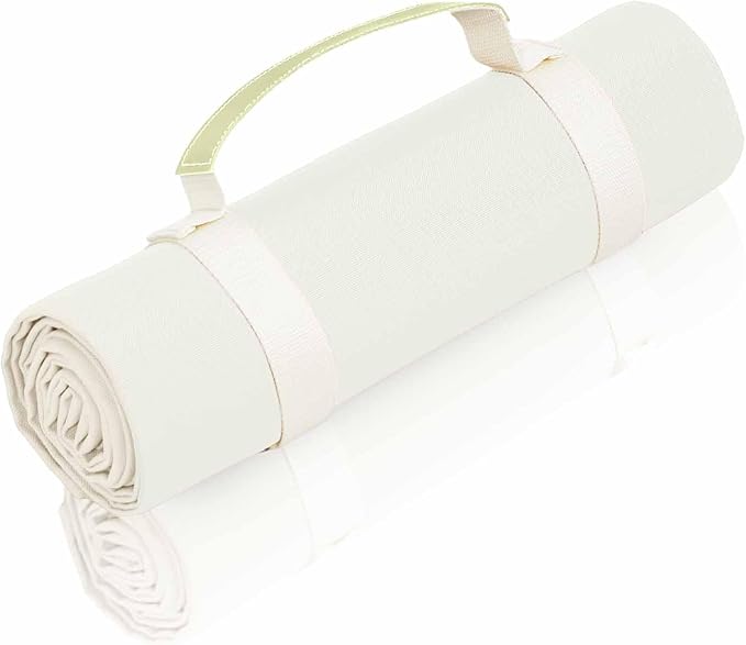 White Picnic Blanket & Beach Mat – Canvas, Machine Washable, Large 4’9” × 6’3”
