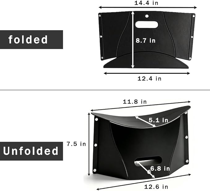 Folding Portable Camping Hiking Stool, Lightweight Collapsable Foldable Chair for Travel Gathering BBQ Subway Backpacking Outdoor Squatty Potty Ultralight Mini (Black)