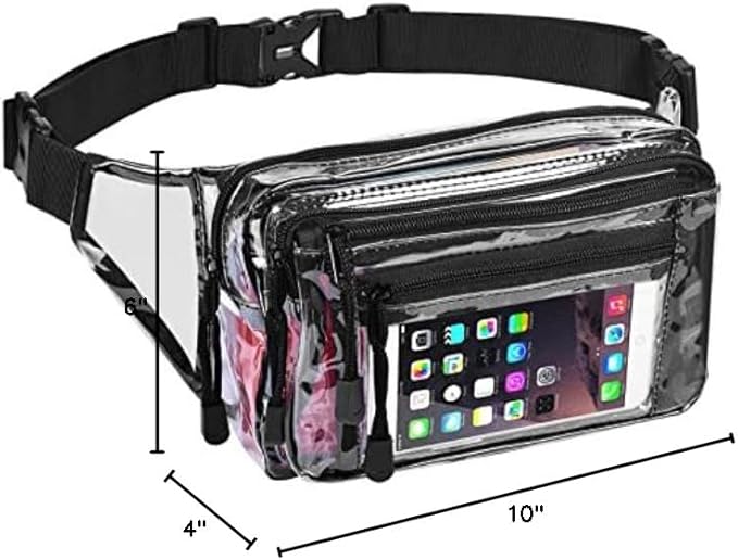 Clear Bag Stadium Approved Large Clear Fanny Pack for Women for Work,Multi-purpose Waist Bag for Travel & Sporting Event