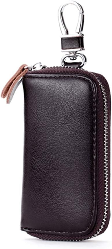 Genuine Leather Key Holder Bag with 2 Card Slot & 6 Hooks & 1 Access Card,Key Case Car Key Holder Wallet for Men Women