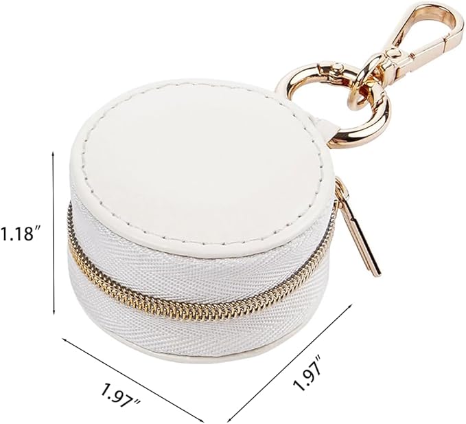 Jewelry Ring Holder Keychain - Portable Travel Sports Ring Keeper Case - Mini Small Versatile Carrying Display Storage Organizer Box With Key Chain (White)