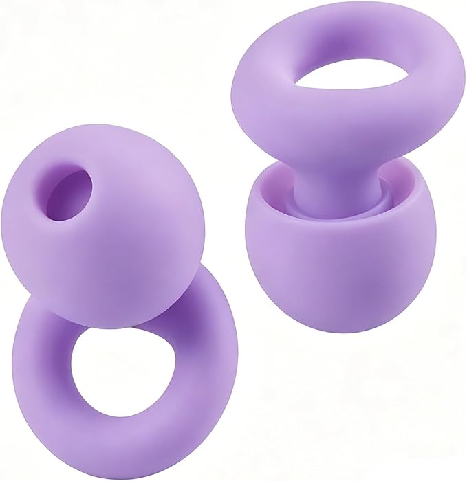 Ear Plugs for Noise Reduction–Super Soft, Reusable Hearing Protection in Flexible Silicone for Sleep, Noise Sensitivity & Flights-8 Ear Tips in XS/S/M/L–27dB Noise Cancelling–Purple