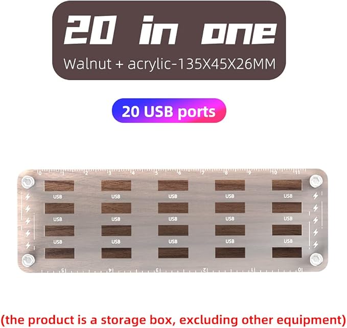 20 Slots Wooden Memory USB Flash Disk Card Case, TF Card Box and Micro SD Drive Card Holder Desk, U-Shield Memory Storage Racks