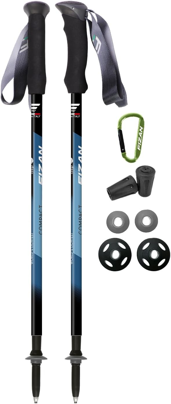Fizan Compact 3 Trekking Poles – 5.6 oz Ultralight, Backpacking, Thru Hiking Poles, Adjustable, Collapsible, Customized Fit, EVA Grips, Aluminum Walking Sticks (Compact 3)