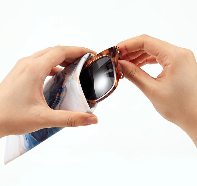 TRIUMPH VISION Squeeze Leather Sunglasses Pouch - 3 Pack Glasses Case Soft Eyeglass Sleeve Pouch Holder