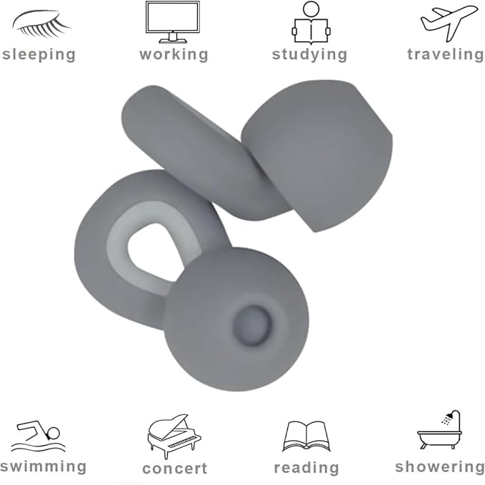 Ear Plugs for Sleeping, 1 Pair Ear Plugs for Sleeping Noise Cancelling Concert EarPlugs Silicone Noise Reduction Earplugs for Swimming, Working, Concert & 35dB