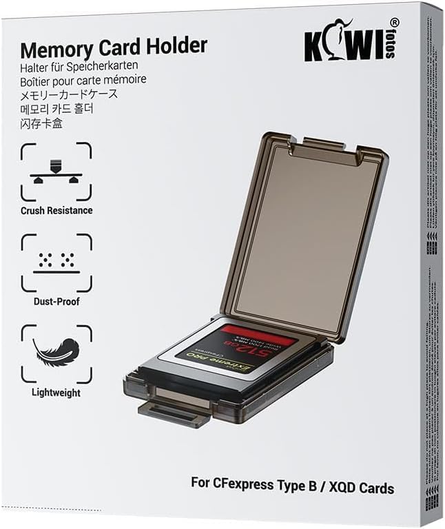 KIWIFOTOS 12 Pack CFexpress Type-B/XQD Memory Card Sleeve Case Translucent Black Plastic Storage CFB Anti-Shock Card Holder