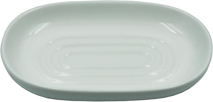 Ceramic Soap Dish,Oval Shaped Soap Holder, Sponge Holder,Jewelry Holder, for Bathroom,Kitchen Sink (White)