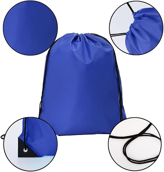 CODOBON 20 Pcs Drawstring Backpack Bulk Draw String Bags Cinch Polyester Bag for Gym Sport, Royal Blue