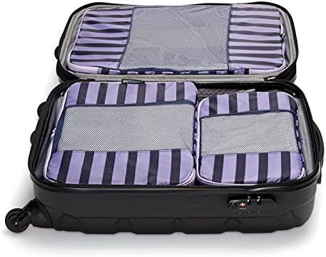 Travel Wise Packing Cubes for Travel - 5 Piece Set with Pattern Design, Lightweight Ripstop Nylon Luggage Organizers with Mesh Panel, Small Medium Large Sizes