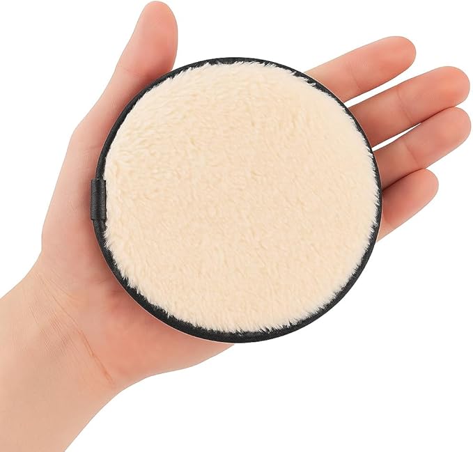 Round White Face Pads Replacing Cotton Rounds, Soft Reusable Microfiber Face Pads for Makeup Removal, Eco Friendly Cotton Pads for Face Alternative with Minimal Black Trim Design