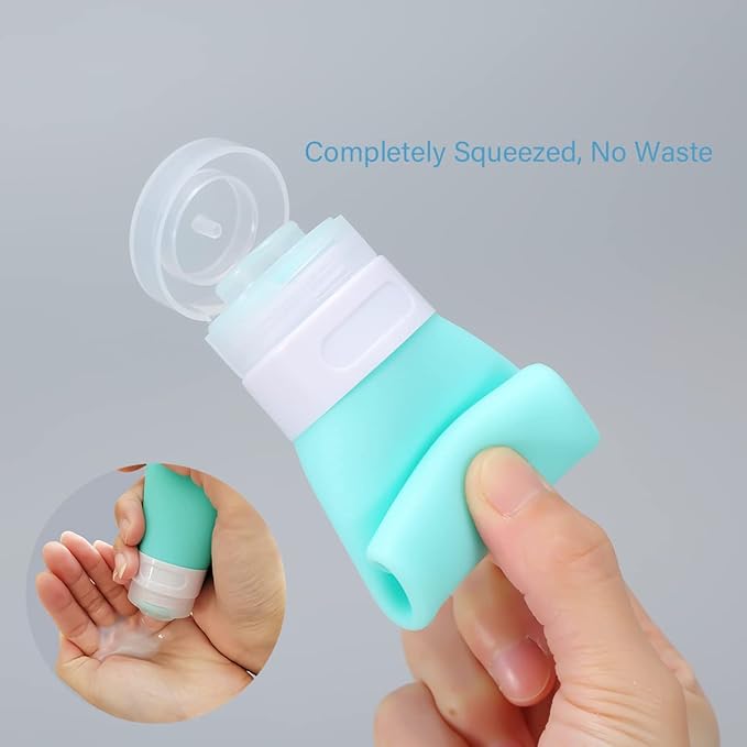 2 Pcs Silicone Travel Bottles,1.3oz Leak Proof Refillable Squeeze Containers with Transparent Carry Bag,Small Empty Travel Size Bottles for Shampoo,Conditioner,Lotion,Toiletries