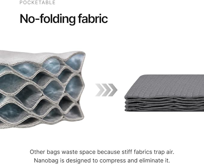 Nanobag Ultralight Heavy Duty Foldable Tote for Women & Men, Reusable Grocery & Travel Bag, Packable Collapsible Compact Market Essential (XL Navy)