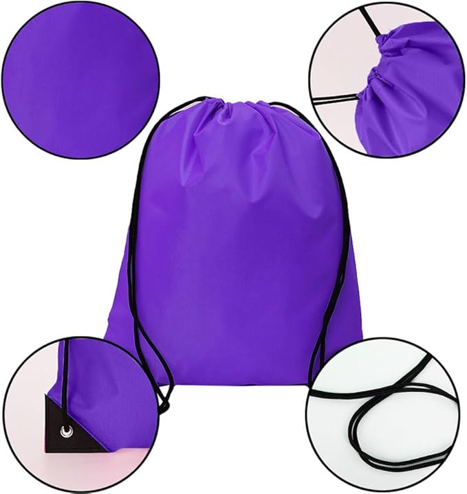 CODOBON 40 Pcs Drawstring Backpack Bulk Draw String Bags Cinch Polyester Bag for Gym Sport, Purple