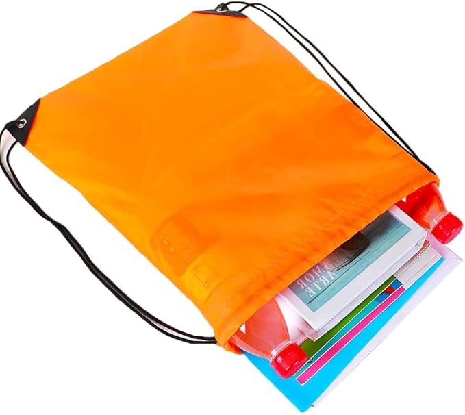 CODOBON 20 Pcs Drawstring Backpack Bulk Draw String Bags Cinch Polyester Bag for Gym Sport, Orange