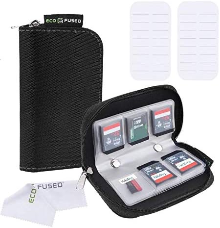 Eco-Fused Memory Card Case - Fits up to 22x SD, SDHC, Micro SD, Mini SD and 4X CF - Holder with 22 Slots (Black / 22 Slots - 2 Pack)