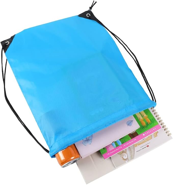 CODOBON 20 Pcs Drawstring Backpack Bulk Draw String Bags Cinch Polyester Bag for Gym Sport, Sky Blue