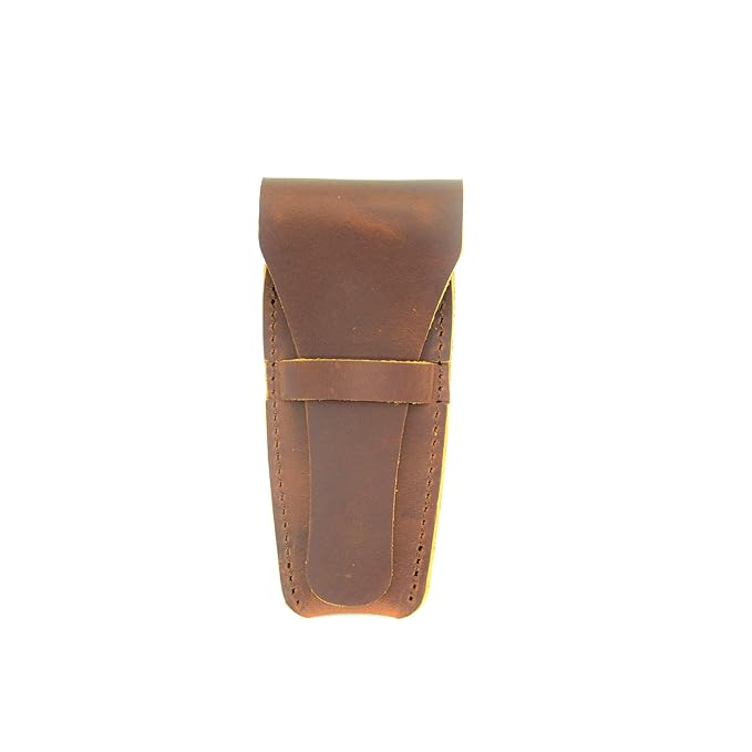 JJNUSA Old Fashioned Sleeve Travel Pouch Leather Safety Razor Case, Double Edge Razor 4.5", Shaving Accessories, Personal Care Essentials, Men's Shaving Razor Brown