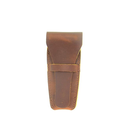 JJNUSA Old Fashioned Sleeve Travel Pouch Leather Safety Razor Case, Double Edge Razor 4.5", Shaving Accessories, Personal Care Essentials, Men's Shaving Razor Brown